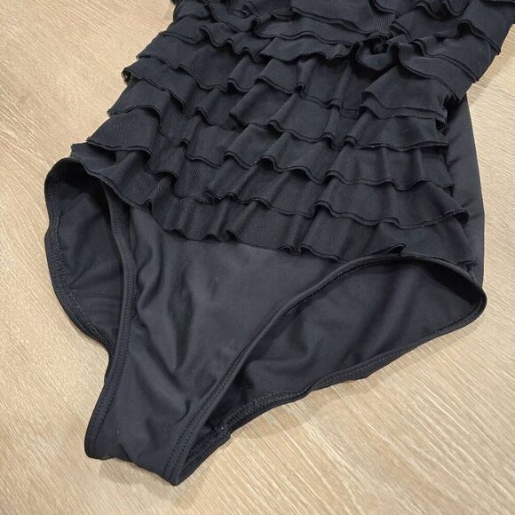 Magic Suit Swimsuit Women's Medium Black Ruffled Spaghetti Strap Beach Summer - Picture 2 of 7